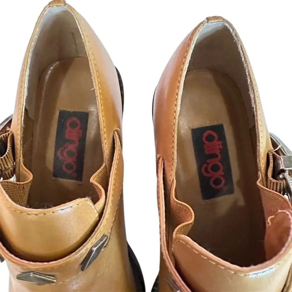 Dingo‎ Women's Carmel Brown Leather Western Ankle Booties Size 6.5 Vintage Style